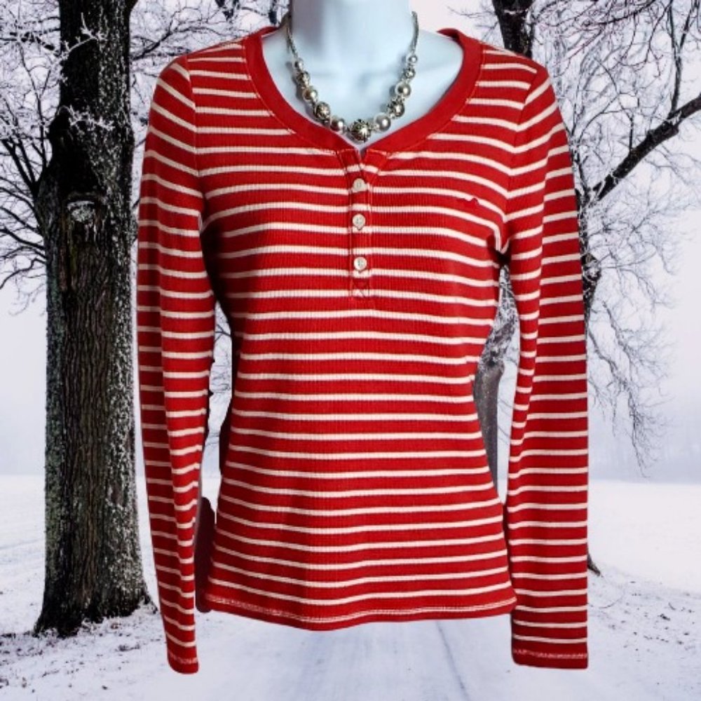 Hollister Orange & White Striped Shirt